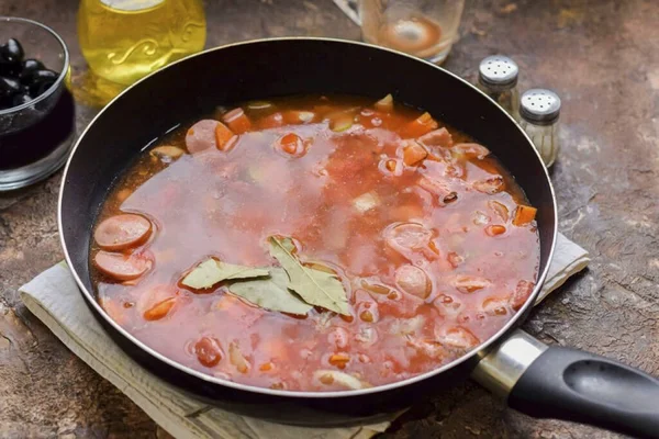 Vierte Caldo Sartén Cocinar Cubierto Minutos — Foto de Stock