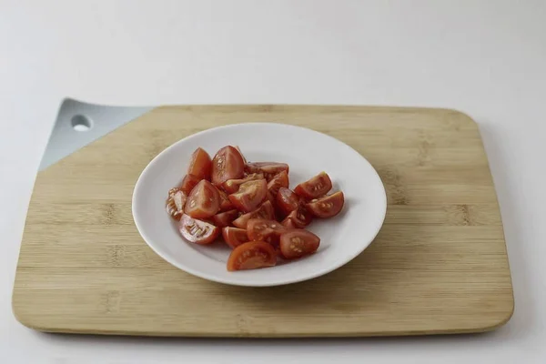 Cut Cherry Tomatoes Quarters — Stock Photo, Image