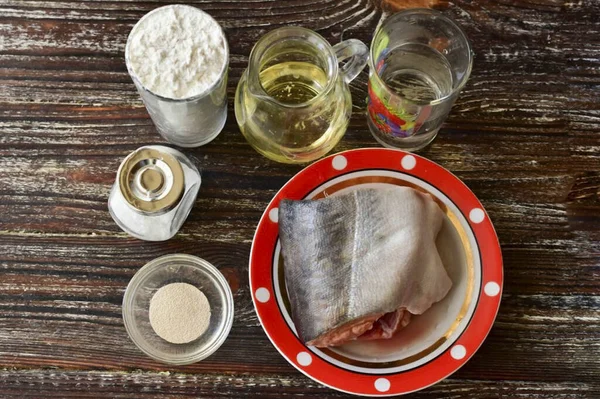 Připravte Všechny Potřebné Ingredience Pro Vaření Bellyasha Rybami — Stock fotografie
