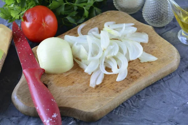 Cortar Cebolla Medio Aros — Foto de Stock