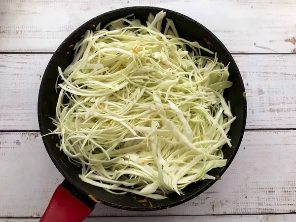 Separately Fry Finely Chopped Cabbage Golden Brown — Stock Photo, Image