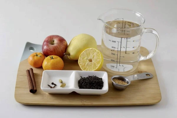 Готуйте Всі Необхідні Інгредієнти Приготування Фруктового Чаю — стокове фото