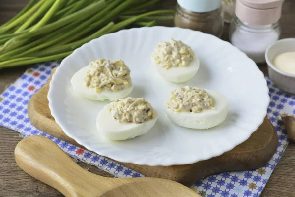 Llena Las Claras Huevo Colocado Plato — Foto de Stock