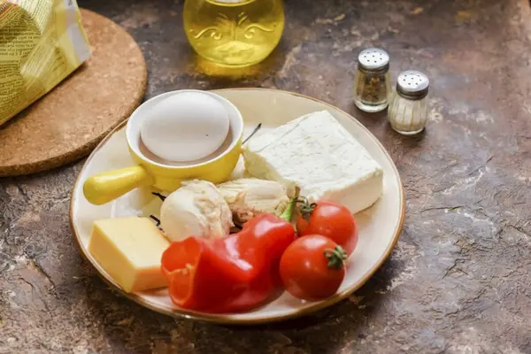 Bereiten Sie Alle Notwendigen Zutaten Für Die Herstellung Von Pizza — Stockfoto