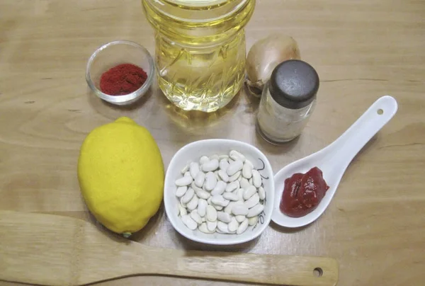Приготуйте Всі Необхідні Інгредієнти Приготування Куру Фазульє — стокове фото