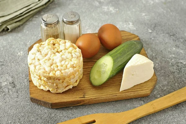 Приготувати Всі Інгредієнти Які Потрібно Зробити Здоровий Сніданок Сендвічі — стокове фото