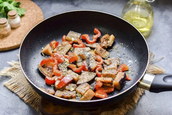 Add All Selected Spices Salt Pepper Pan — Stock Photo, Image