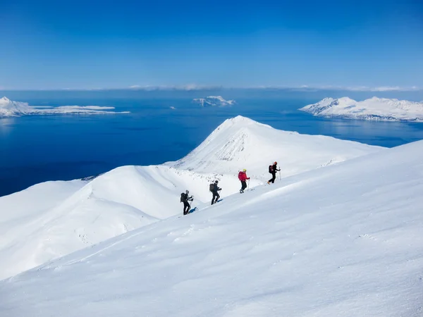 Esqui aleatório em Lyngen, Noruega — Fotografia de Stock