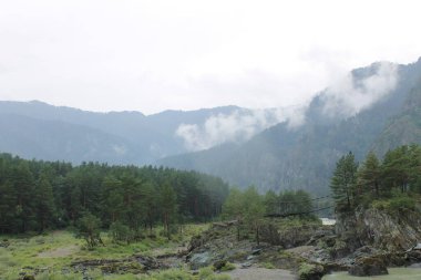 Sis dağlardan vadiye iniyor. 