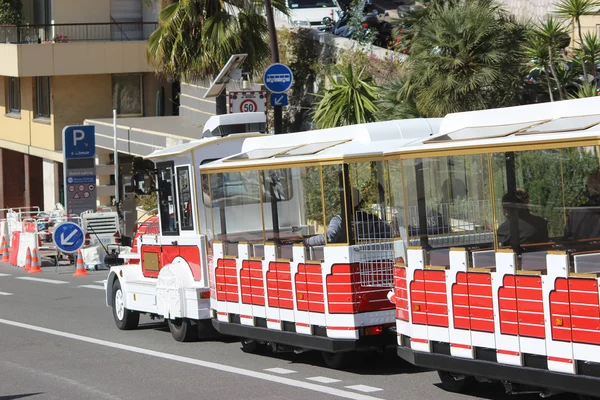 Red Trackless Train in Monte-Carlo — Stock Photo, Image