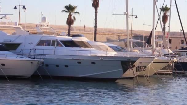 Yacht e barche a vela di lusso, attraccati nel porto turistico di Mentone, Costa Azzurra — Video Stock