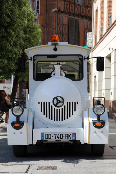 Front View of a White Trackless Train in France — Stock Photo, Image