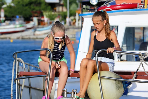 Little Girls on a Boat — Stock Photo, Image