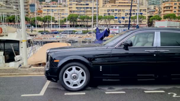 Condamine Monaco Жовтня 2020 Symbol Success Luxurious Black Rolls Royce — стокове відео