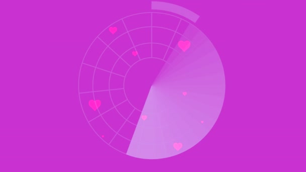 Радар Кохання Абстрактна Концептуальна Анімація Сидячих Онлайн Побачень Рожевий Фон — стокове відео