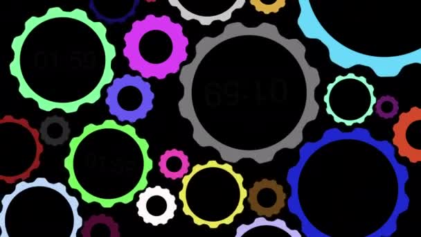 Animación Abstracta Del Movimiento Ruedas Engranaje Coloridas Piezas Giratorias Industriales — Vídeos de Stock