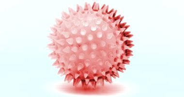 Beyaz bir arka planda dönen bakteri virüsü hücresi. Görüntüyü Kapat, Makro Çekim - DCI 4K Çözünürlük