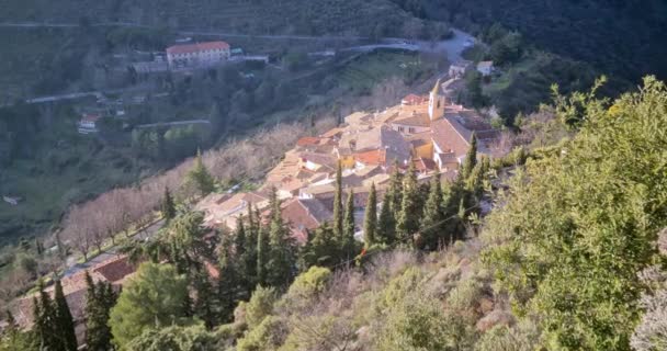 Vista Aérea Los Tejados Las Casas Pueblo Santa Inés Los — Vídeos de Stock