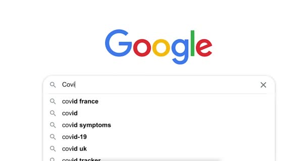 Παρίσι Γαλλία Μαρτίου 2021 Google Search Engine Search Word Covid — Αρχείο Βίντεο