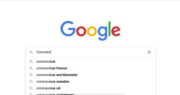 Paříž Francie Března 2021 Google Search Engine Search Word Coronavirus — Stock video