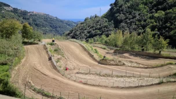 Motocross Track Mountain Menton French Riviera Γαλλία Ευρώπη Uhd 7680 — Αρχείο Βίντεο