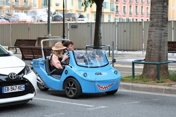 Niza Francia Mayo 2019 Vehículo Tres Ruedas Nicecar Divertido Pequeño — Foto de Stock