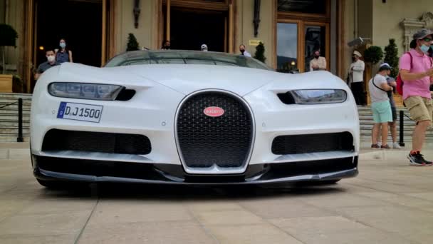 Monte Carlo Monaco Липня 2021 Closeup View White Bugatti Chiron — стокове відео