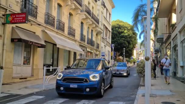 Beausoleil Fransa Ağustos 2021 Araba Trafiği Beausoleil Republique Caddesi Üzerinde — Stok video