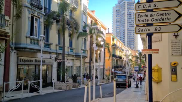 Beausoleil Francia Agosto 2021 Beautiful Old Colorful Houses Palm Trees — Vídeos de Stock