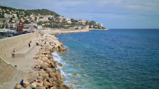 Nice France Août 2021 Bord Mer Port Nice Brise Lames — Video