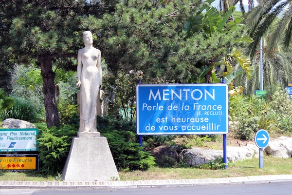 Bienvenido a Menton Sign — Foto de Stock
