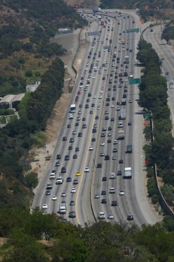 Busy Freeway Traffic in Los Angeles clipart