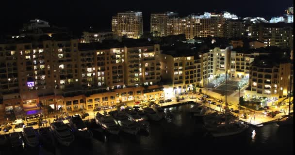 El puerto de Fontvieille. Mónaco por la noche 4K Time Lapse — Vídeo de stock