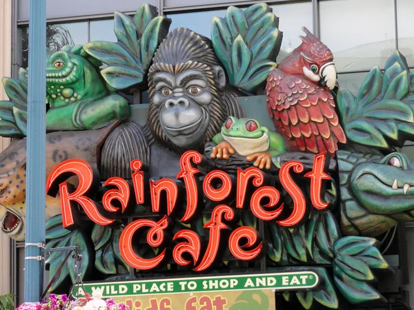 Rainforest Cafe dieren ondertekenen ingang — Stockfoto