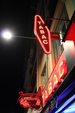 French Tabac Sign at Night clipart