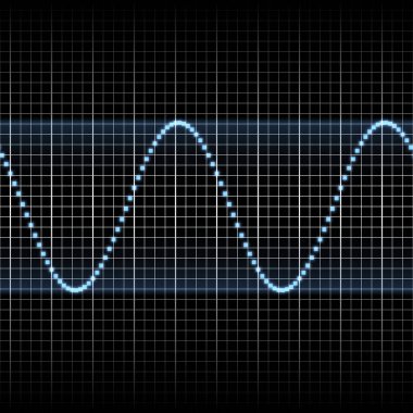 Blue wave of signal  from oscilloscope creen  clipart