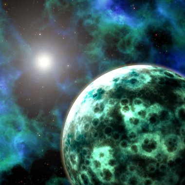 Evren 'deki gezegen ve nebula  