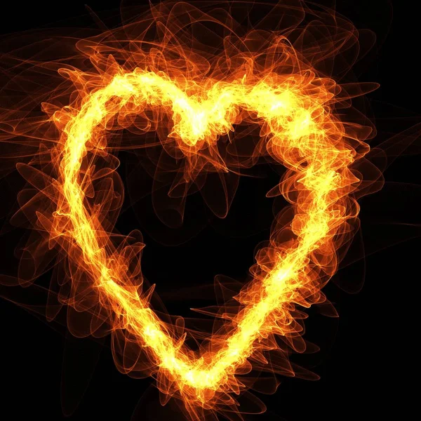 Narancssárga Amour Flame Heart — Stock Fotó