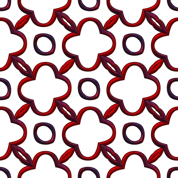 Ruby Seamless Pattern Curls Black — Stock Photo, Image
