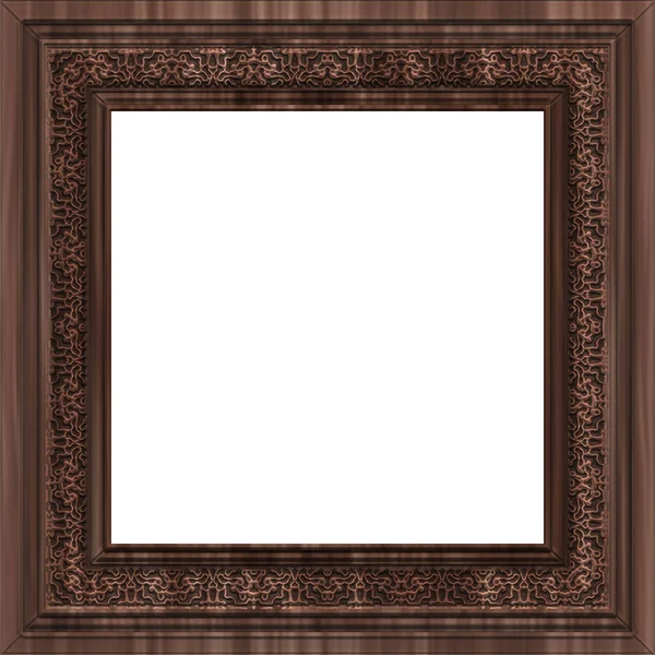 Square Wooden Frame Ornament — Stock Photo, Image