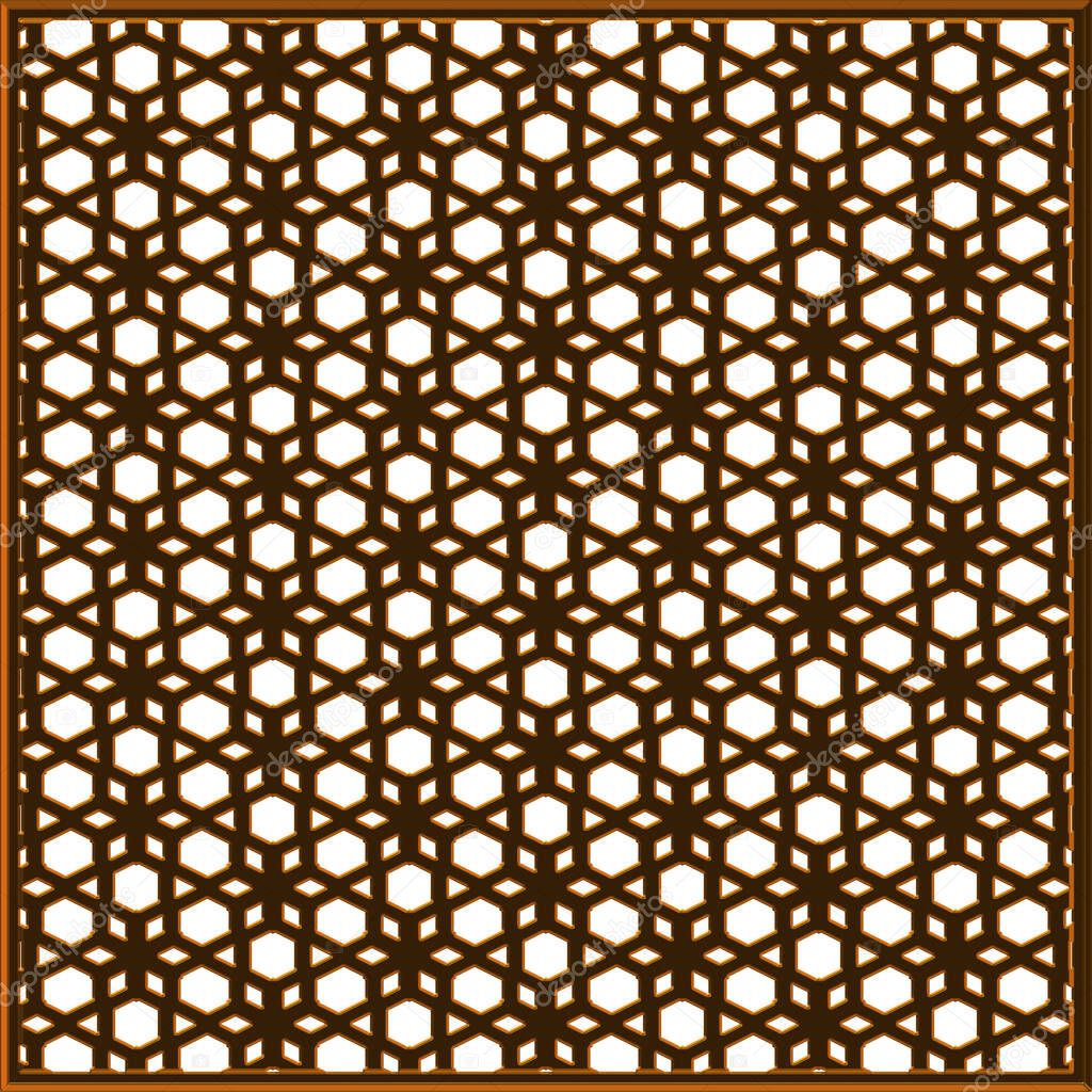 Islamic hexagonal lattice - arabesque pattern