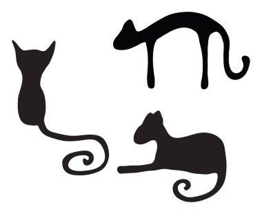 Vektör yerleştirilmiş kedi siluetleri