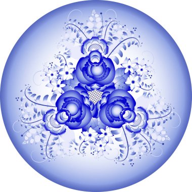 Yuvarlak mavi gök mavisi Gzhel