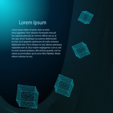 İş şablonu - Kübik fütüristik mavi yapı - vektör illüstrasyonu 