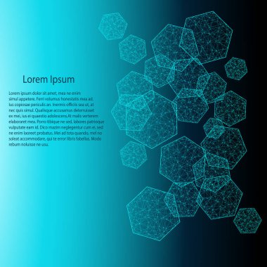 İş şablonu - Altıgen fütüristik mavi yapı - vektör illüstrasyonu 