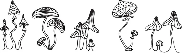 手绘怪诞蘑菇 — 图库矢量图片