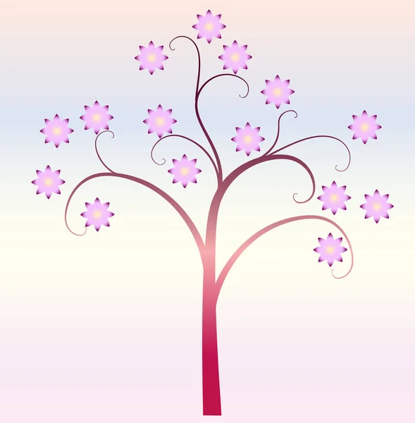 Vektor Roztomilý Strom Květu — Stockový vektor