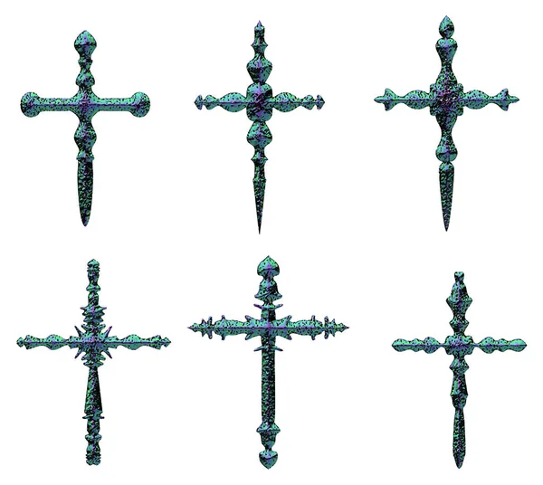 Croix Chrétiennes Isolées Fond Blanc — Image vectorielle