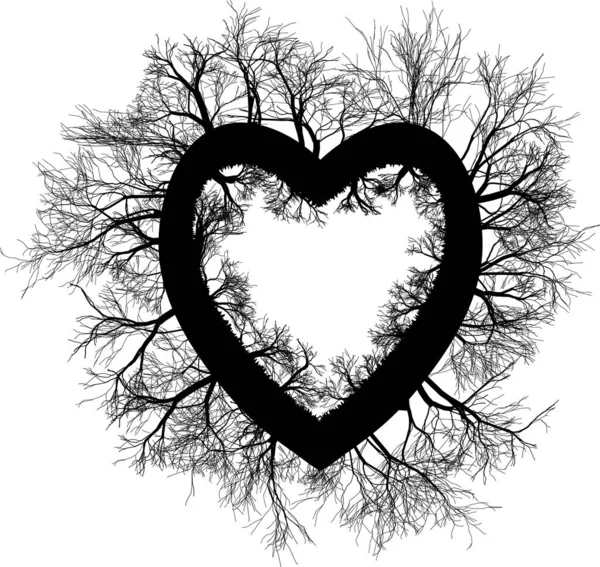 Grand Coeur Avec Des Arbres — Image vectorielle