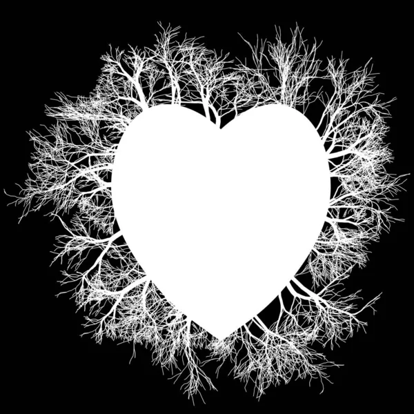 Grand Coeur Avec Des Arbres — Image vectorielle